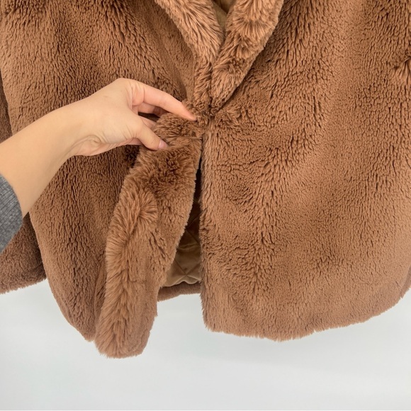 Eaves Cash Brown Faux Fur Classic Collared Formal Teddy Coat Medium - Picture 6 of 10